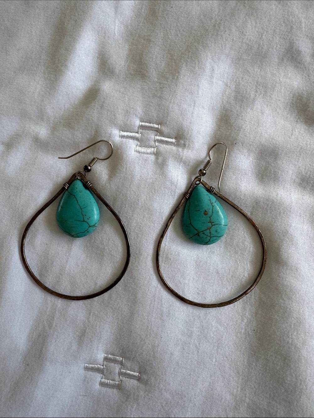 Turquoise Teardrop Hoop Earrings - Women Jewelry
